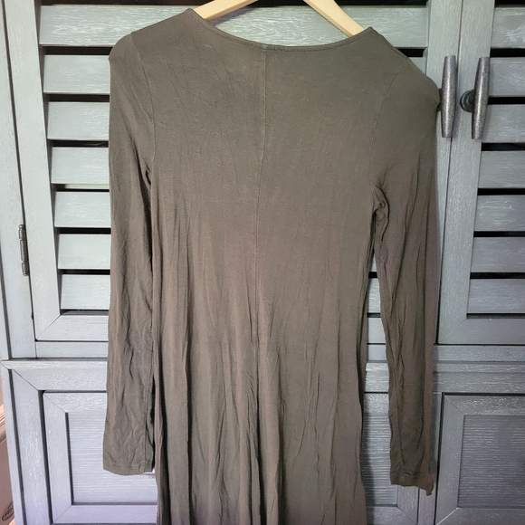 Flowy Olive Green Express Long Sleeve Criss Cross/Lace Up Dress XS - Picture 3 of 3
